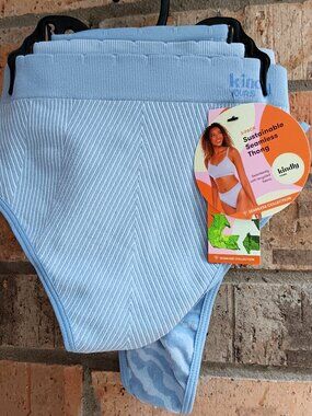Kindly Yours Women's Seamless Thong Panties Underwear 3-Pack Blue Size XXL (20)
